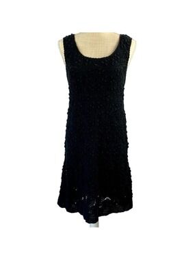 Rhys Dwfen Crocheted Lined Black Mini Dress Women’s Large Boho Hippie